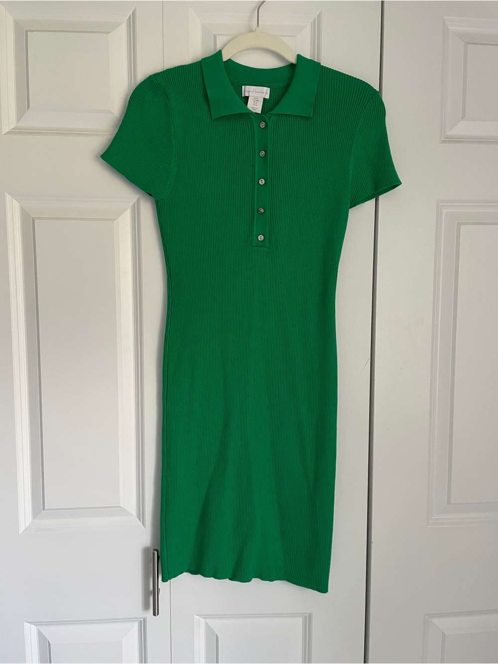 Green Ribbed House of Harlow Dress - Women's Knit Shirt Dress size Medium